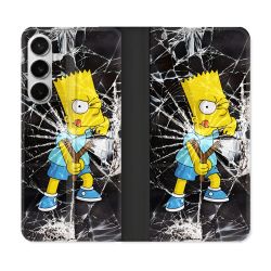 Housse cuir portefeuille Pour Samsung Galaxy S26 Plus Simpson Bart