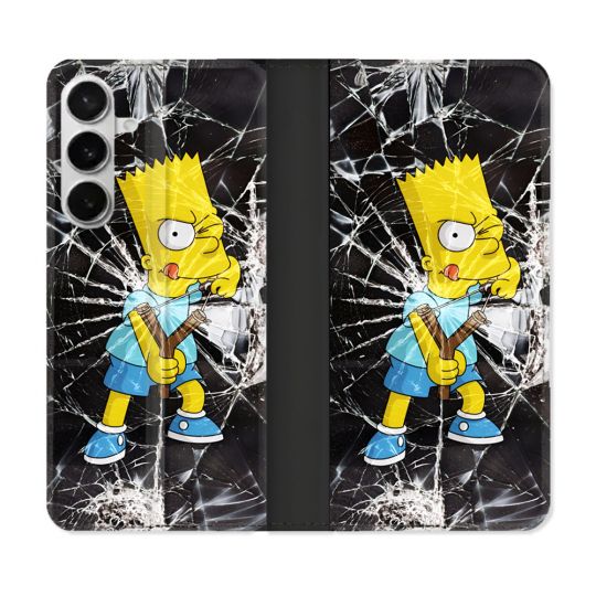 Housse cuir portefeuille Pour Samsung Galaxy S26 Plus Simpson Bart