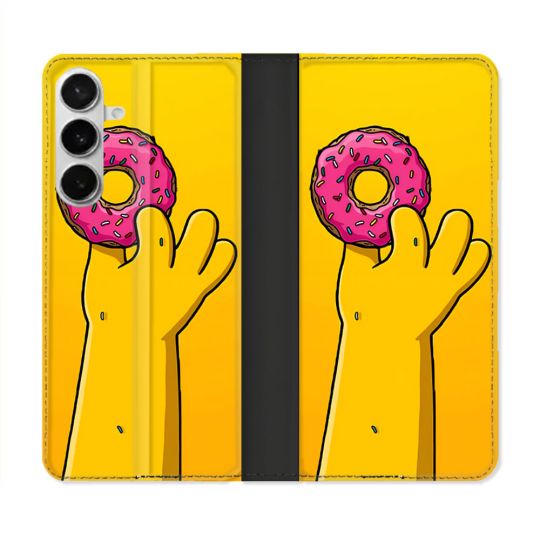 Housse cuir portefeuille Pour Samsung Galaxy S26 Plus Simpson Donuts
