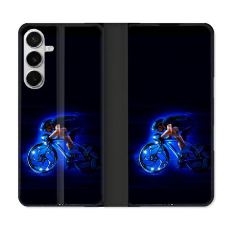 Housse cuir portefeuille Pour Samsung Galaxy S26 Plus Sport Cyclisme Bleu