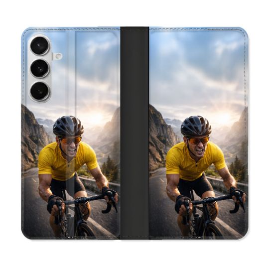 Housse cuir portefeuille Pour Samsung Galaxy S26 Plus Sport Cyclisme Maillot Jaune