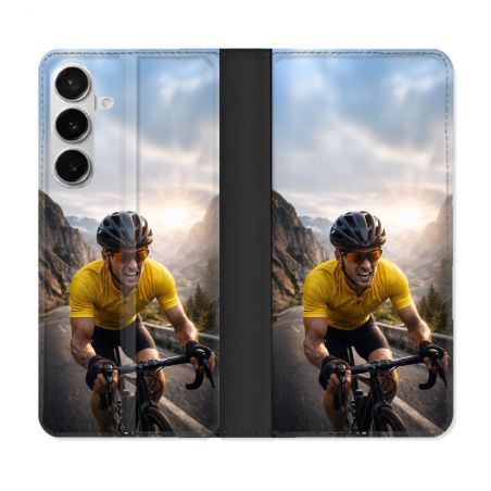 Housse cuir portefeuille Pour Samsung Galaxy S26 Plus Sport Cyclisme Maillot Jaune