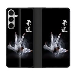 Housse cuir portefeuille Pour Samsung Galaxy S26 Plus Sport Judo Noir