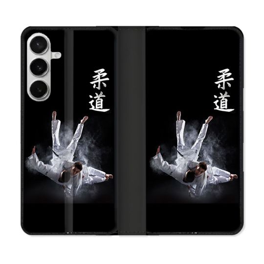 Housse cuir portefeuille Pour Samsung Galaxy S26 Plus Sport Judo Noir