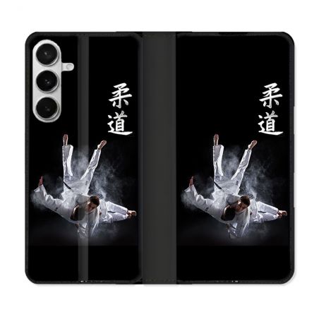 Housse cuir portefeuille Pour Samsung Galaxy S26 Plus Sport Judo Noir