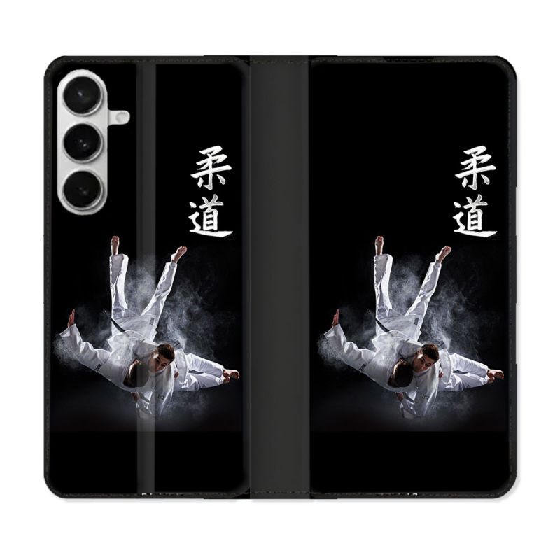 Housse cuir portefeuille Pour Samsung Galaxy S26 Plus Sport Judo Noir