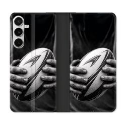 Housse cuir portefeuille Pour Samsung Galaxy S26 Plus Sport Rugby Ballon Moderne