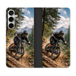 Housse cuir portefeuille Pour Samsung Galaxy S26 Plus Sport VTT Montagne