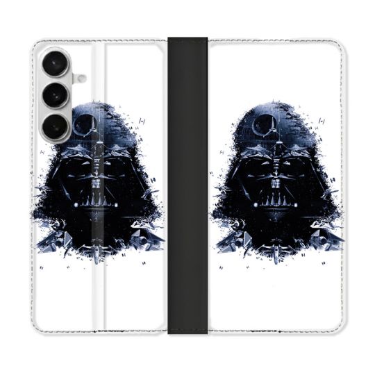 Housse cuir portefeuille Pour Samsung Galaxy S26 Plus Star Wars - Dark Vador Blanc