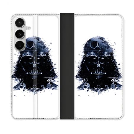 Housse cuir portefeuille Pour Samsung Galaxy S26 Plus Star Wars - Dark Vador Blanc