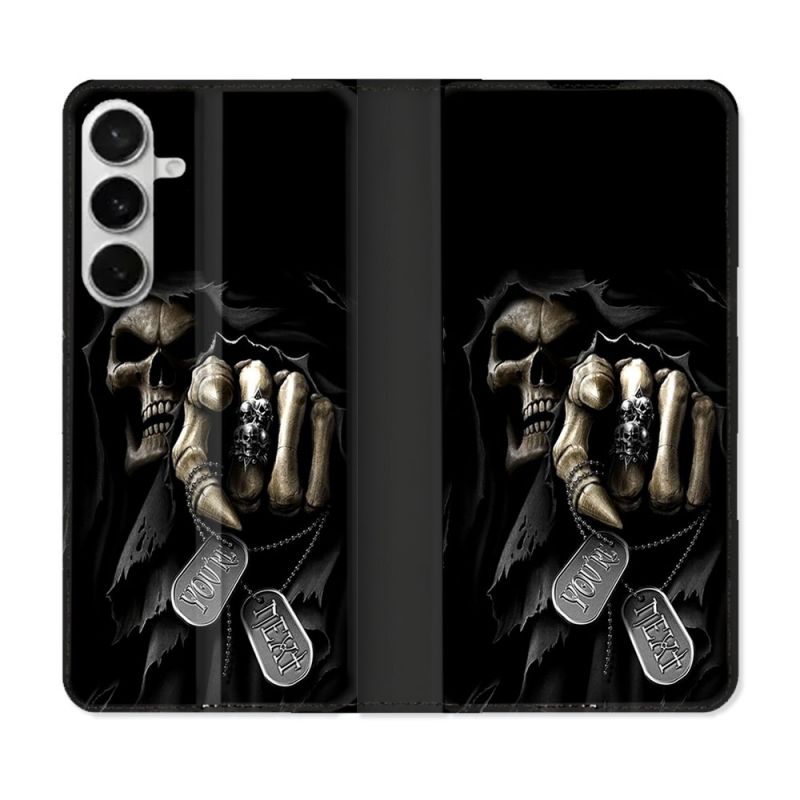 Housse cuir portefeuille Pour Samsung Galaxy S26 Plus Tete de Mort Your Next