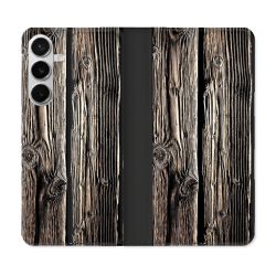Housse cuir portefeuille Pour Samsung Galaxy S26 Plus Texture Bois