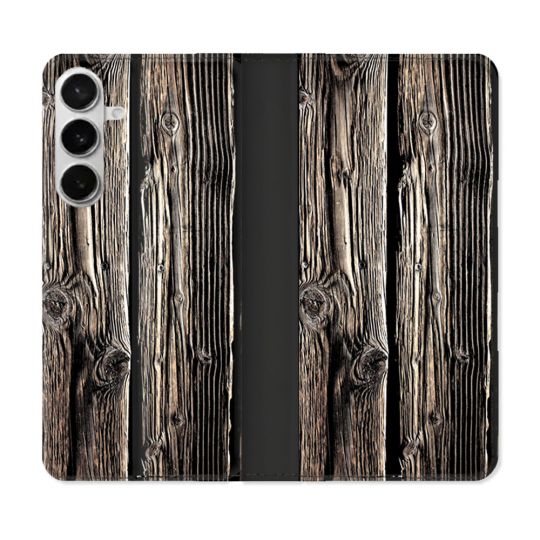 Housse cuir portefeuille Pour Samsung Galaxy S26 Plus Texture Bois