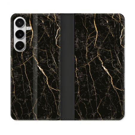Housse cuir portefeuille Pour Samsung Galaxy S26 Plus Texture Marbre Noir