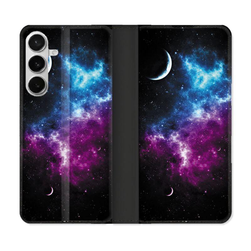 Housse cuir portefeuille Pour Samsung Galaxy S26 Plus Univers Bleu Violet