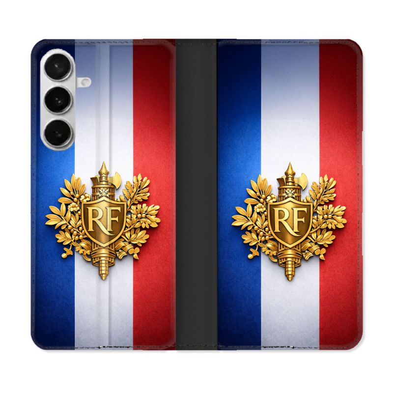 Housse cuir portefeuille Pour Samsung Galaxy S26 Plus Voyage Drapeau France