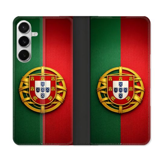 Housse cuir portefeuille Pour Samsung Galaxy S26 Plus Voyage Drapeau Portugal