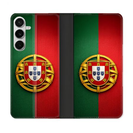 Housse cuir portefeuille Pour Samsung Galaxy S26 Plus Voyage Drapeau Portugal