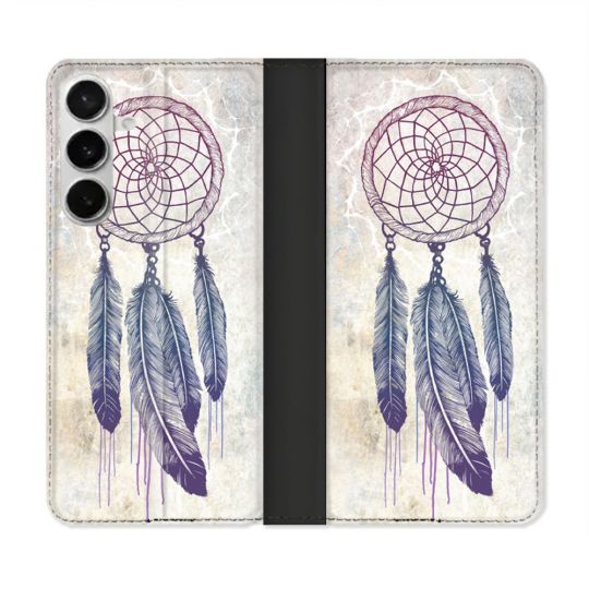 Housse cuir portefeuille Pour Samsung Galaxy S26 Plus Zen Attrape Reve Blanc