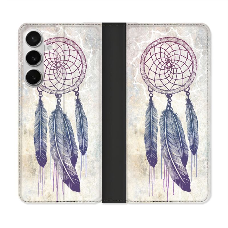 Housse cuir portefeuille Pour Samsung Galaxy S26 Plus Zen Attrape Reve Blanc