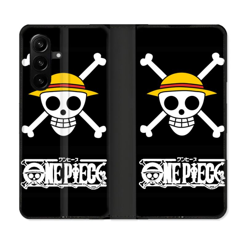 Housse Cuir Portefeuille Pour Samsung Galaxy A57 5G Manga One Piece Tete de Mort