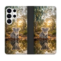 Housse cuir portefeuille Pour Samsung Galaxy S26 Ultra Animal Koala Reflet