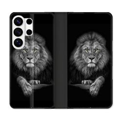 Housse cuir portefeuille Pour Samsung Galaxy S26 Ultra Animal Lion Majestueux