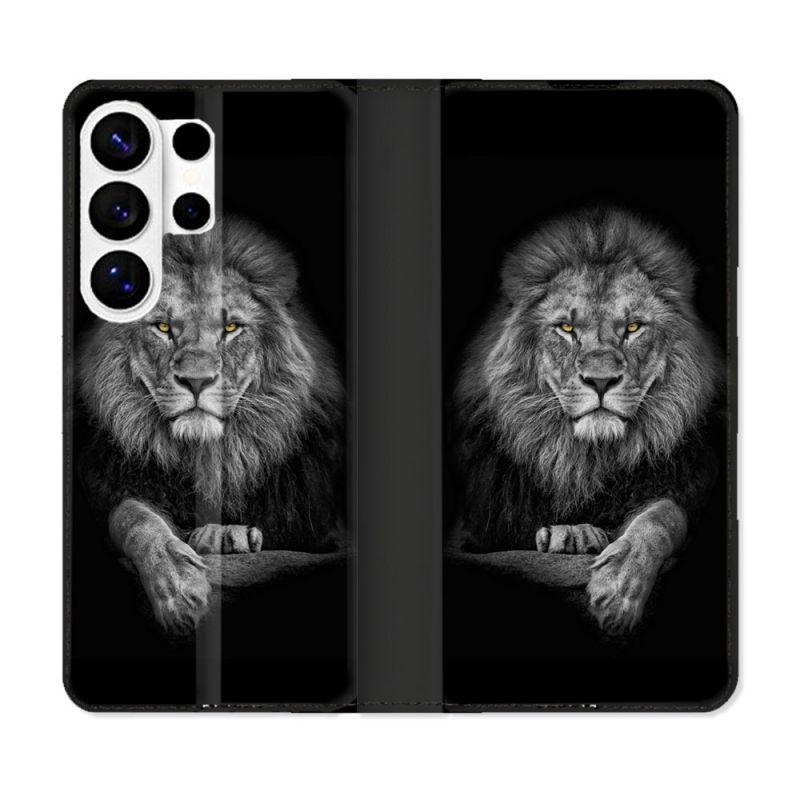 Housse cuir portefeuille Pour Samsung Galaxy S26 Ultra Animal Lion Majestueux