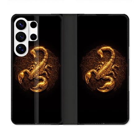 Housse cuir portefeuille Pour Samsung Galaxy S26 Ultra Animal Scorpion Fresque 2026