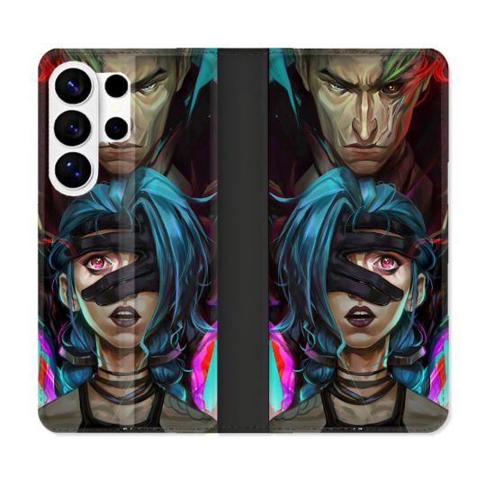 Housse cuir portefeuille Pour Samsung Galaxy S26 Ultra Arcane Jinx Bleu