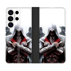 Housse cuir portefeuille Pour Samsung Galaxy S26 Ultra Assassin Creed Mask
