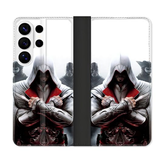 Housse cuir portefeuille Pour Samsung Galaxy S26 Ultra Assassin Creed Mask