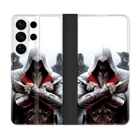 Housse cuir portefeuille Pour Samsung Galaxy S26 Ultra Assassin Creed Mask