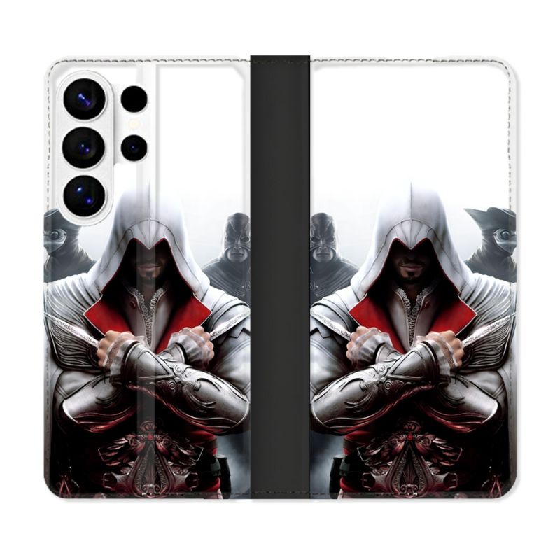 Housse cuir portefeuille Pour Samsung Galaxy S26 Ultra Assassin Creed Mask