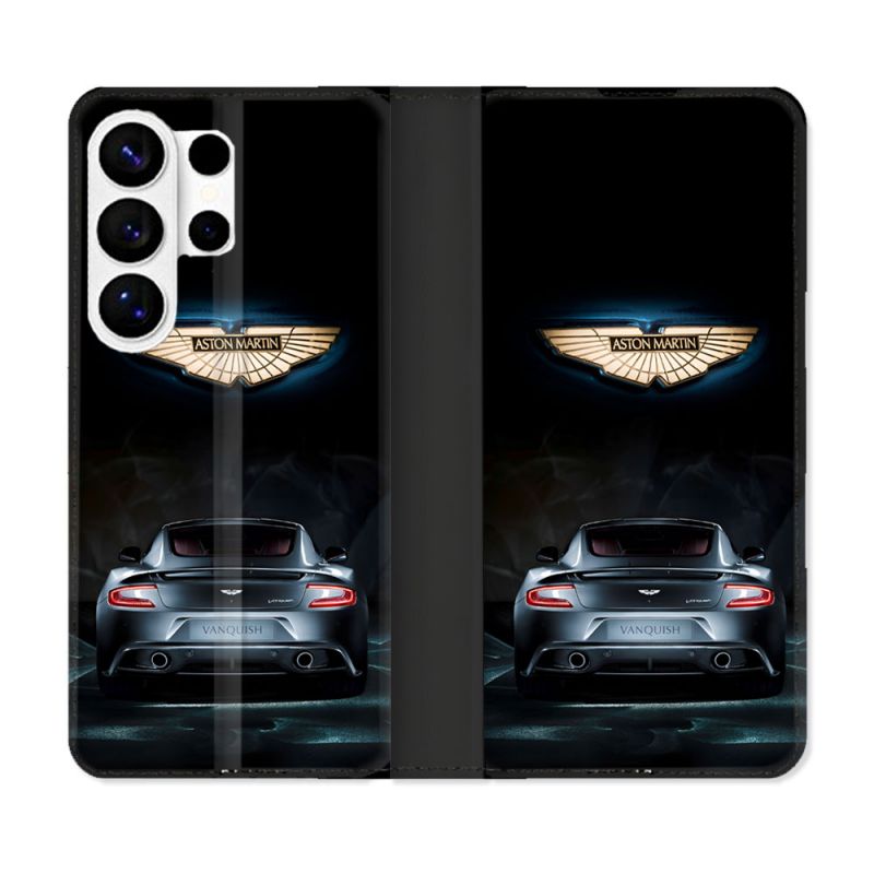 Housse cuir portefeuille Pour Samsung Galaxy S26 Ultra Aston Martin