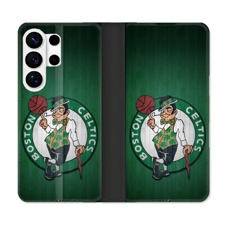 Housse cuir portefeuille Pour Samsung Galaxy S26 Ultra Basket Boston Celtics