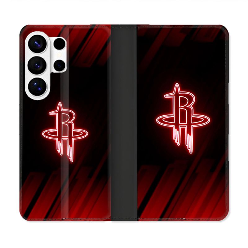 Housse cuir portefeuille Pour Samsung Galaxy S26 Ultra Basket Houston Rockets