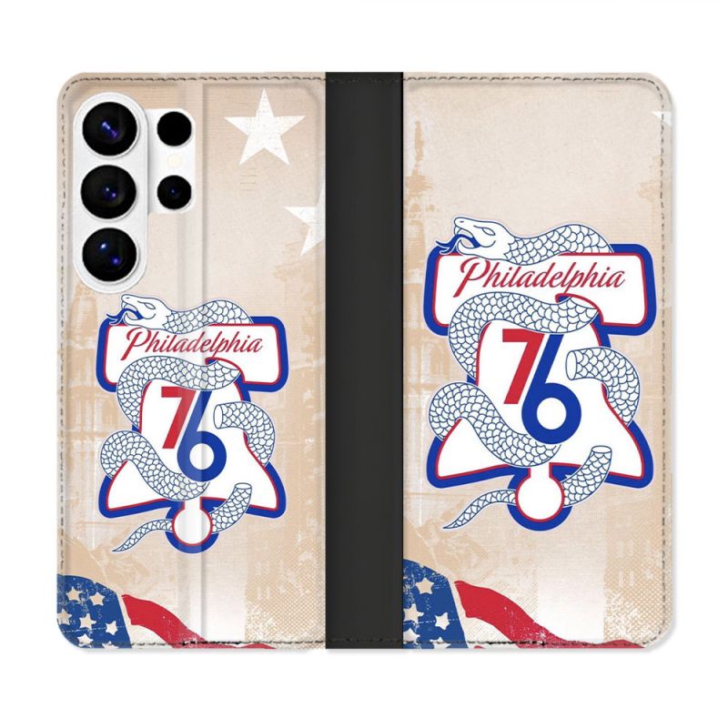 Housse cuir portefeuille Pour Samsung Galaxy S26 Ultra Basket Philadelphia 76ers