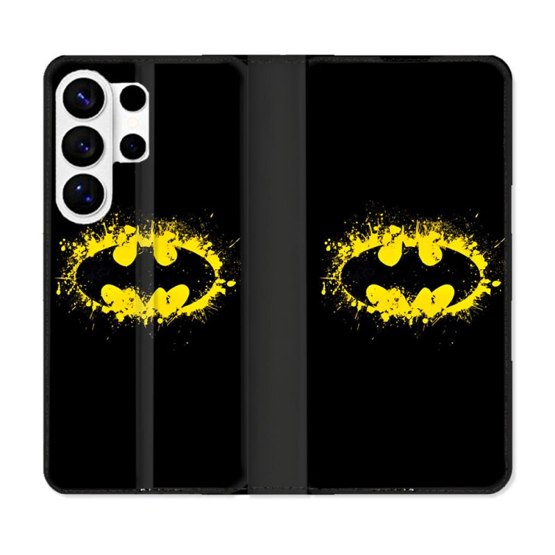 Housse cuir portefeuille Pour Samsung Galaxy S26 Ultra Batman Logo
