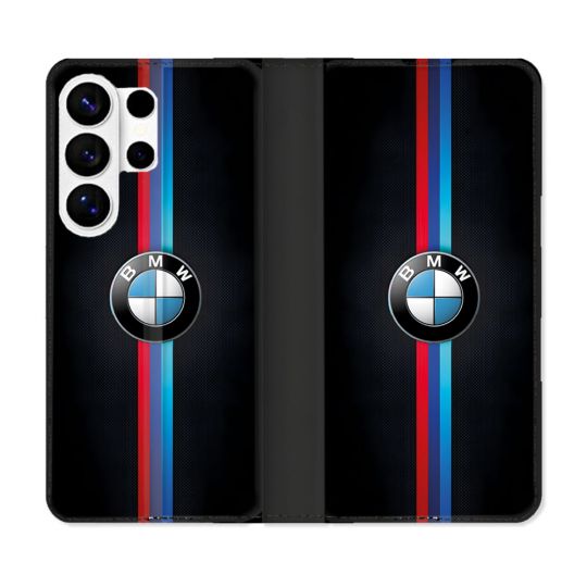 Housse cuir portefeuille Pour Samsung Galaxy S26 Ultra BMW Logo