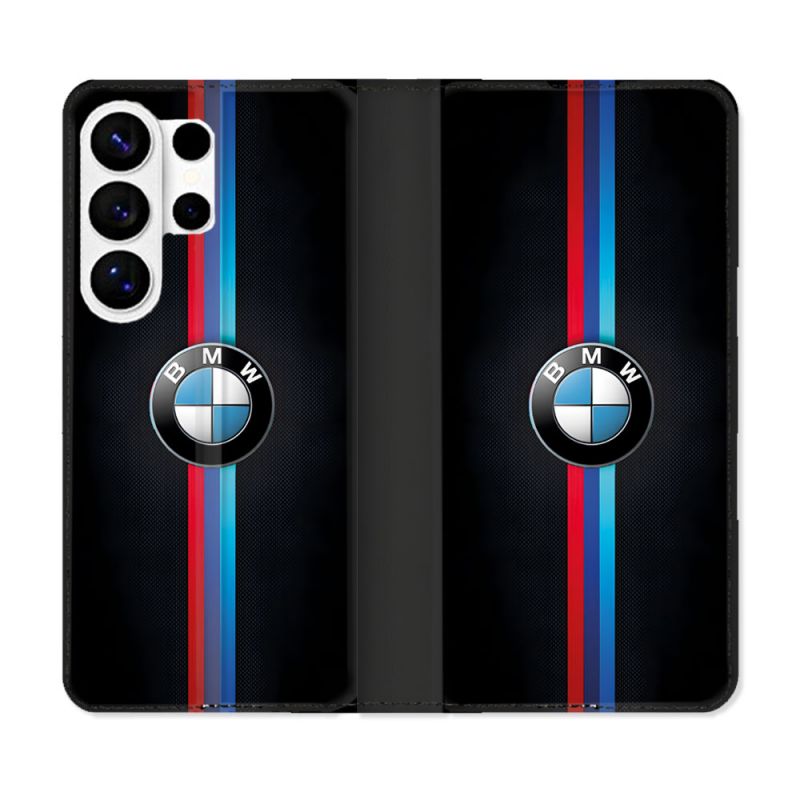 Housse cuir portefeuille Pour Samsung Galaxy S26 Ultra BMW Logo