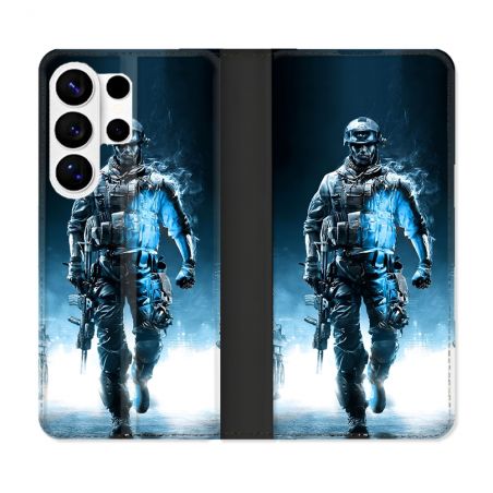 Housse cuir portefeuille Pour Samsung Galaxy S26 Ultra Call Of Duty Guerrier