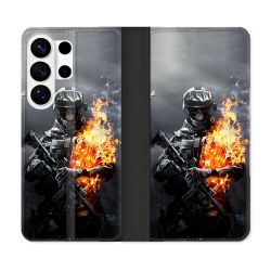 Housse cuir portefeuille Pour Samsung Galaxy S26 Ultra Call Of Duty Squelette