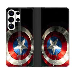 Housse cuir portefeuille Pour Samsung Galaxy S26 Ultra Captain America Bouclier