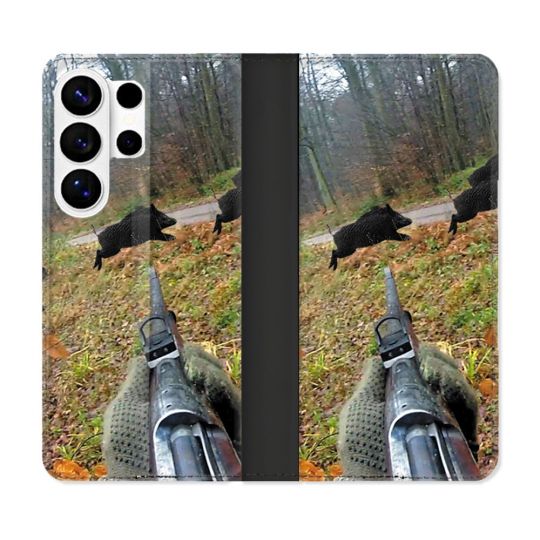 Housse cuir portefeuille Pour Samsung Galaxy S26 Ultra Chasse Vision Tir