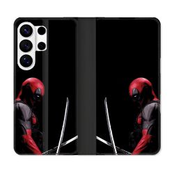 Housse cuir portefeuille Pour Samsung Galaxy S26 Ultra Deadpool Epee
