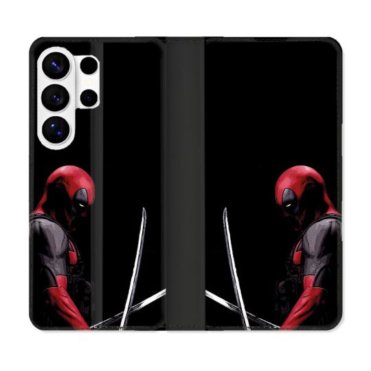Housse cuir portefeuille Pour Samsung Galaxy S26 Ultra Deadpool Epee