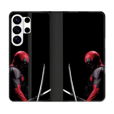 Housse cuir portefeuille Pour Samsung Galaxy S26 Ultra Deadpool Epee