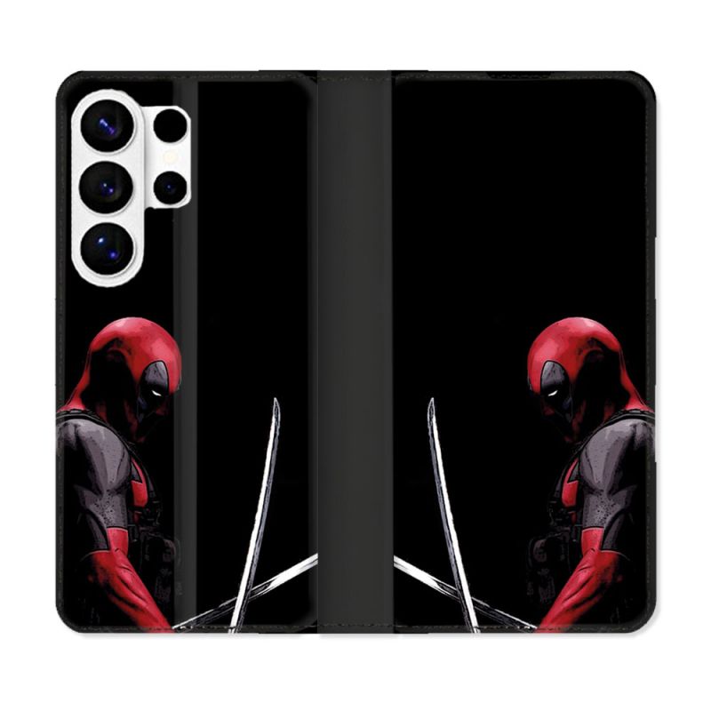 Housse cuir portefeuille Pour Samsung Galaxy S26 Ultra Deadpool Epee