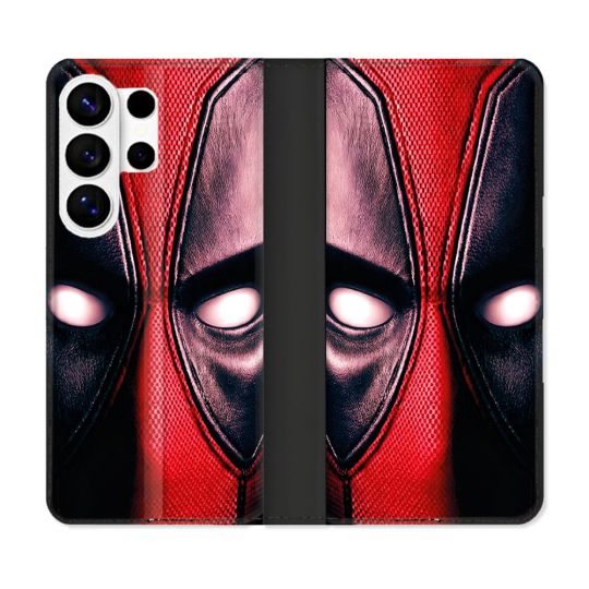 Housse cuir portefeuille Pour Samsung Galaxy S26 Ultra Deadpool Yeux